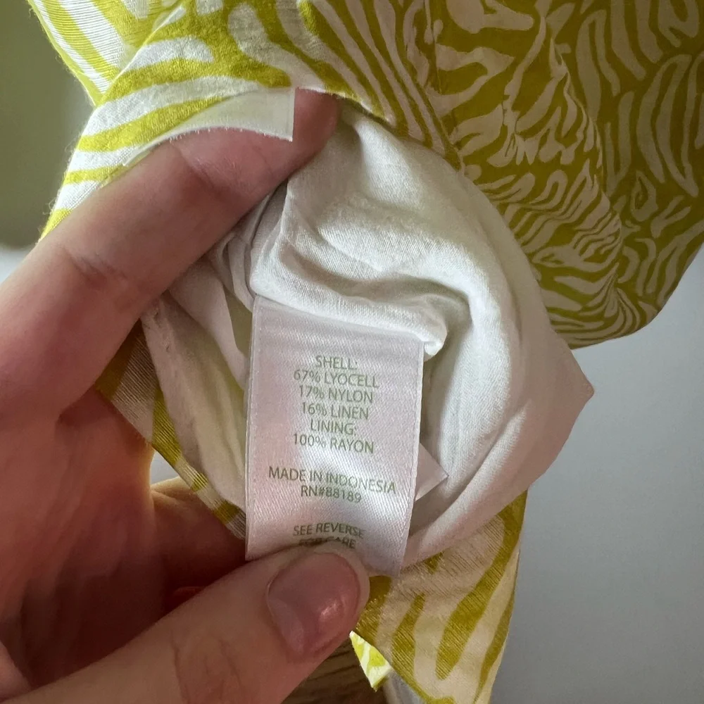 Lilly Pulitzer Laurelie Top Jardin Green Zee Bebe Preppy Resort Linen Size 10